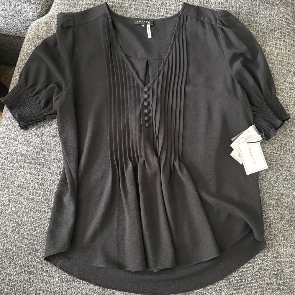 Black Pleated Blouse